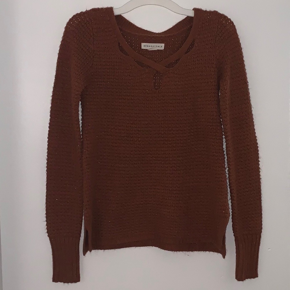 Aéropostale Criss Cross Keyhole Sweater